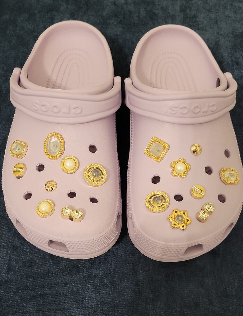 Crocs Classic Clog with Gold Charm Accents - Light Lavender